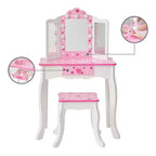 Toeletta per bambini Little Princess Gisele Sweethearts con luci a LED bianca/rosa - Fantasy Fields by Teamson Kids: set toeletta per bambine, tavolino per bambini