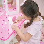 Toeletta per bambini Little Princess Gisele Sweethearts con luci a LED bianca/rosa - Fantasy Fields by Teamson Kids: set toeletta per bambine, tavolino per bambini