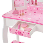 Toeletta per bambini Little Princess Gisele Sweethearts con luci a LED bianca/rosa - Fantasy Fields by Teamson Kids: set toeletta per bambine, tavolino per bambini