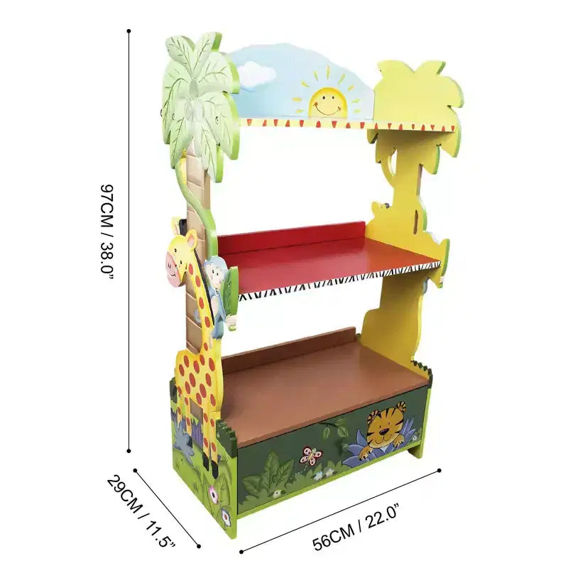 Sunny Safari Jungle Kids' Bookshelf - Fantasy Fields by Teamson Kids