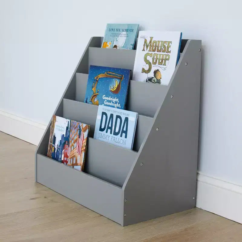 Humble Crew Kids' Explorer Wooden Bookshelf Gray: 4-Shelf MDF Book Rack, 24" H x 24" W x 13" D, Ages 2+
