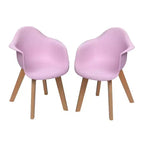 Gift Mark Set of 2 Kids' Chairs with Modern Plastic Seat and Beech Legs Pink