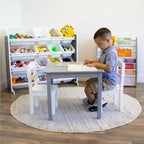 Soho Kids' Toy Storage Organizer with 16 Storage Bins Gray/White - Humble Crew: MDF Bin Shelves, 4 Shelves, Anti-Tip Hardware