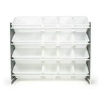 Soho Kids' Toy Storage Organizer with 16 Storage Bins Gray/White - Humble Crew: MDF Bin Shelves, 4 Shelves, Anti-Tip Hardware