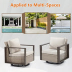 Cozywor 2-Piece Patio Wicker Outdoor Rocking Chair with Metal Frame and Cushions