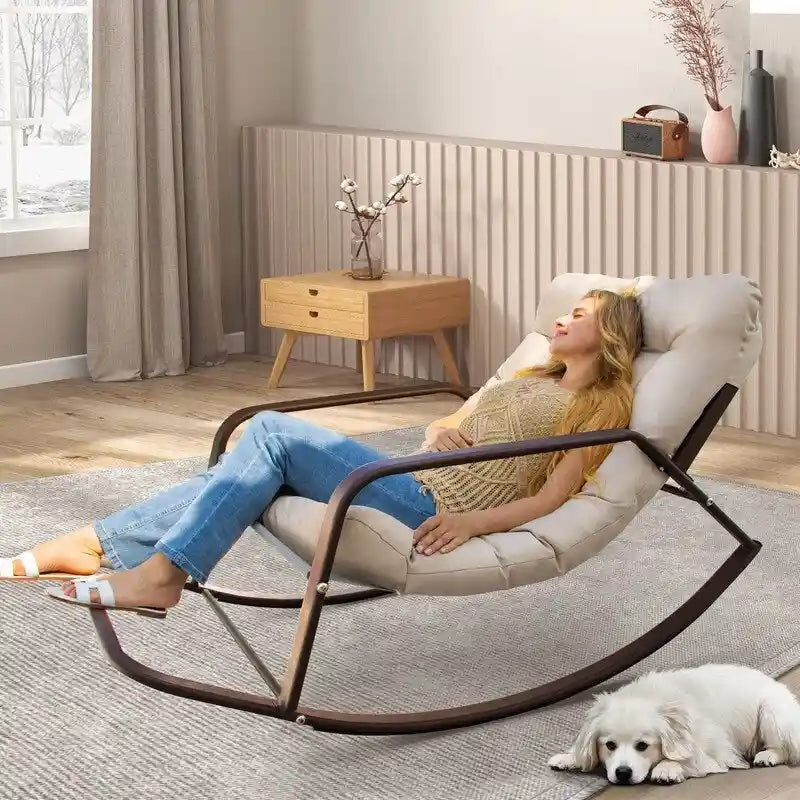 Sedia a Dondolo Lounge Extra Large, Reclinabile per Esterni con Cuscini Impermeabili e Portata di 200 kg