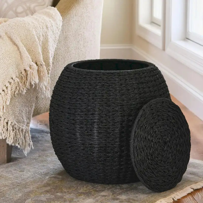 Tavolino Contenitore a Cesto in Vimini Intrecciato a Mano Household Essentials - 17.0L x 17.0W x 19.0H