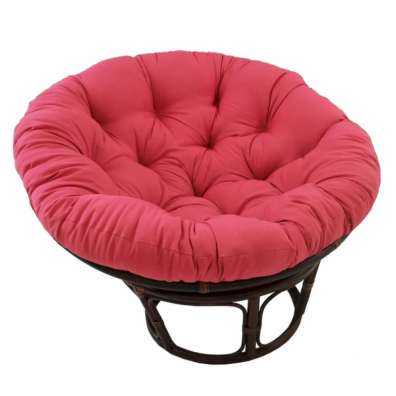 Poltrona Papasan Bali da 42 pollici in rattan con cuscino in twill