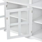 Entertainment Wall Unit with Bridge, Tempered Glass Doors for TVs Up to 70