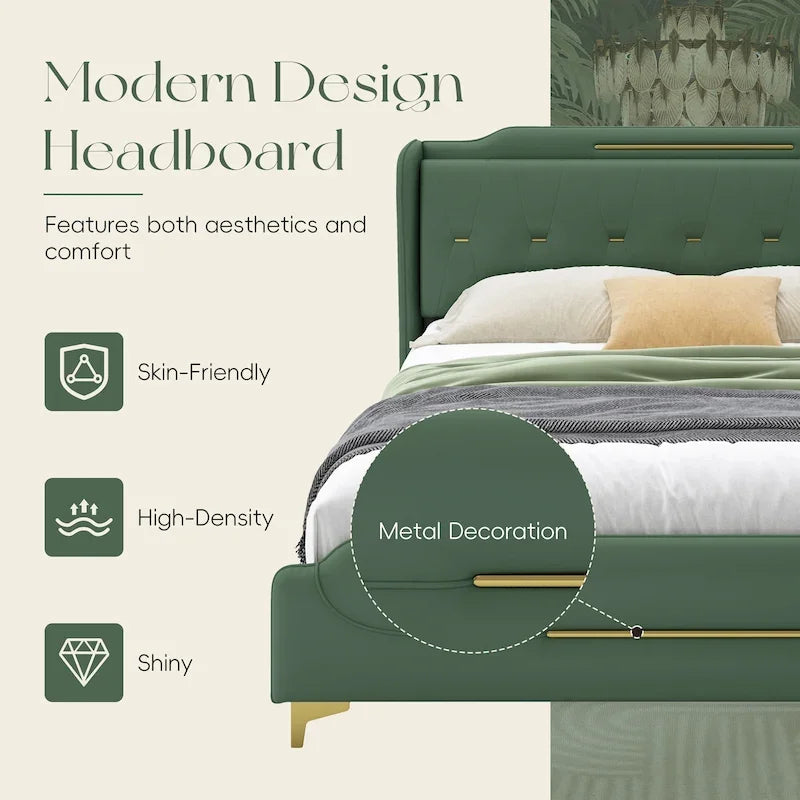 Letto moderno imbottito in pelle PU Uphou di Christopher Knight Home