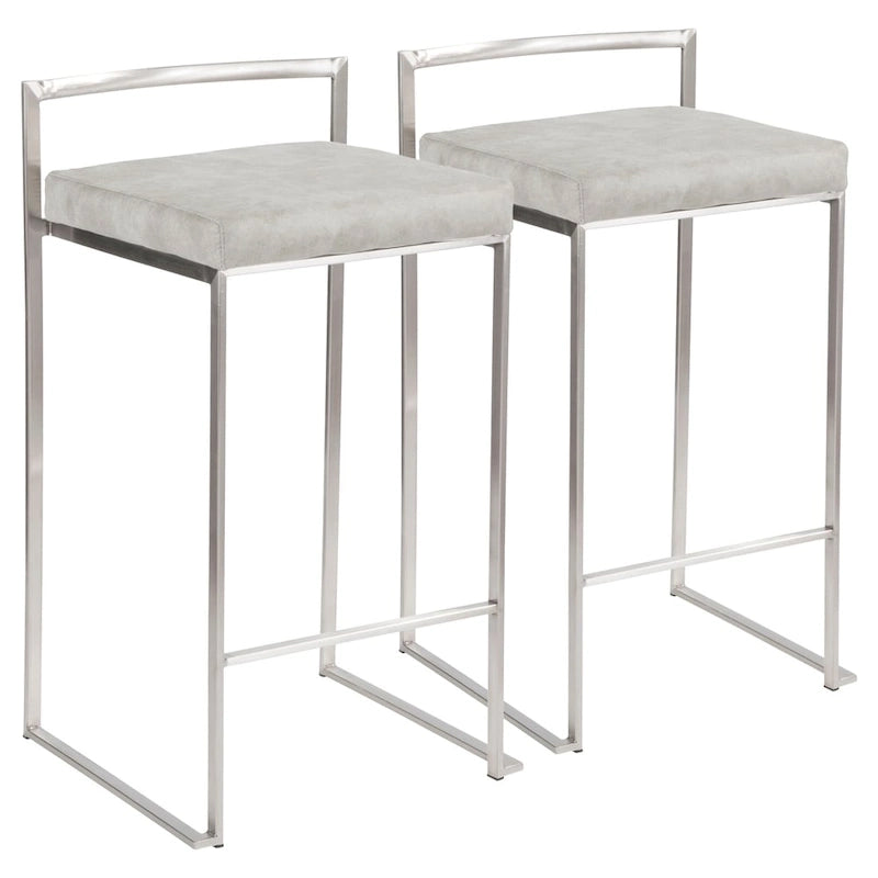 Sgabello da bancone impilabile in acciaio inossidabile completamente saldato Silver Orchid Forrest (set di 2)