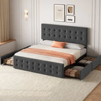 Struttura letto king-size con 4 cassetti contenitore e testiera