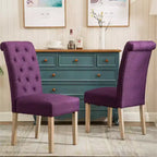 Sedie da pranzo Parsons imbottite in legno massello Roundhill Furniture Habit, viola, set da 2