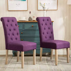 Sedie da pranzo Parsons imbottite in legno massello Roundhill Furniture Habit, viola, set da 2