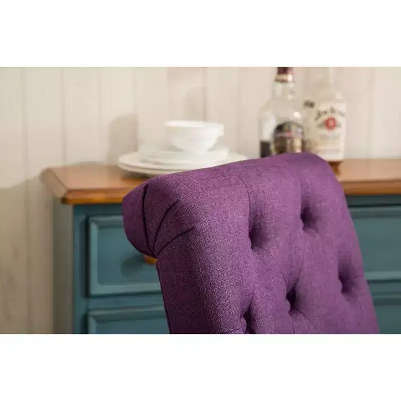Sedie da pranzo Parsons imbottite in legno massello Roundhill Furniture Habit, viola, set da 2
