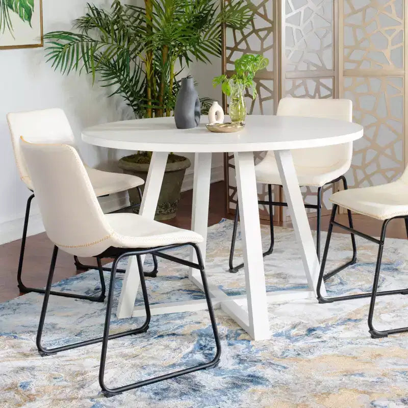 Roundhill Furniture Varna Set da pranzo rotondo, tavolo da pranzo a cavalletto con 4 sedie eleganti, 5 pezzi