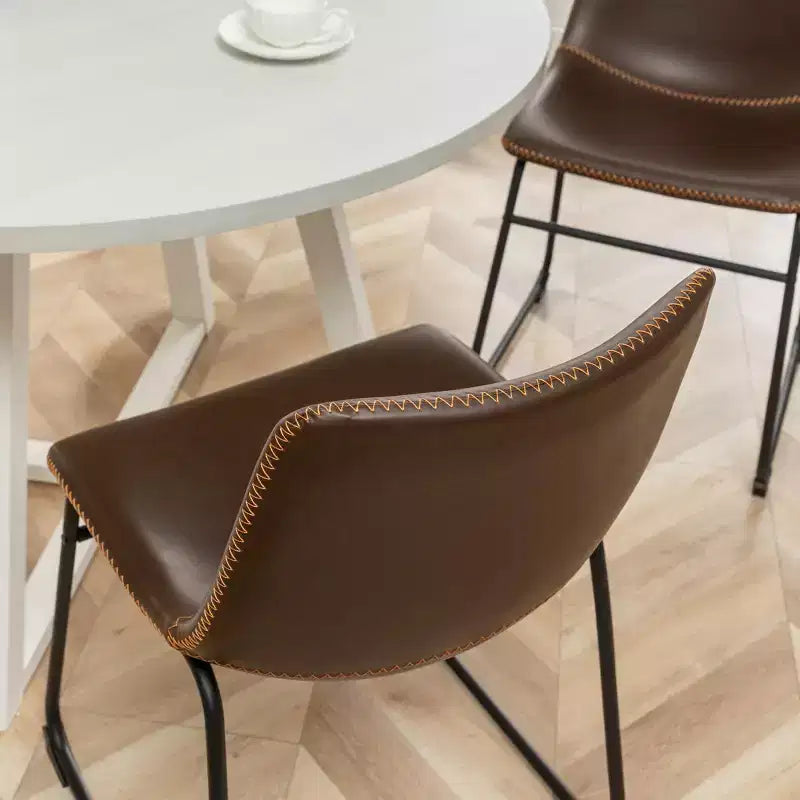Roundhill Furniture Varna Round Dining Set, Trestle Dining Table with 4 Stylish Chairs, 5-Piece
