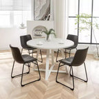 Roundhill Furniture Varna Set da pranzo rotondo, tavolo da pranzo a cavalletto con 4 sedie eleganti, 5 pezzi