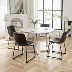 Roundhill Furniture Varna Set da pranzo rotondo, tavolo da pranzo a cavalletto con 4 sedie eleganti, 5 pezzi