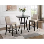 Roundhill Furniture Biony 36 Round Finish Bar Table Nail Head Trim, Espresso