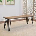 Roundhill Furniture Arroyo Dining Set, Hairpin Dining Table with 4 Cross-back Chairs and Bench, Rich Black, 6-Piece