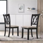 Roundhill Furniture Arroyo Dining Set, Hairpin Dining Table with 4 Cross-back Chairs and Bench, Rich Black, 6-Piece