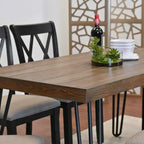 Roundhill Furniture Arroyo Dining Set, Hairpin Dining Table with 4 Cross-back Chairs and Bench, Rich Black, 6-Piece