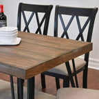 Roundhill Furniture Arroyo Dining Set, Hairpin Dining Table with 4 Cross-back Chairs and Bench, Rich Black, 6-Piece