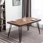 Roundhill Furniture Arroyo Dining Set, Hairpin Dining Table with 4 Cross-back Chairs and Bench, Rich Black, 6-Piece