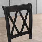 Roundhill Furniture Arroyo Dining Set, Hairpin Dining Table with 4 Cross-back Chairs and Bench, Rich Black, 6-Piece