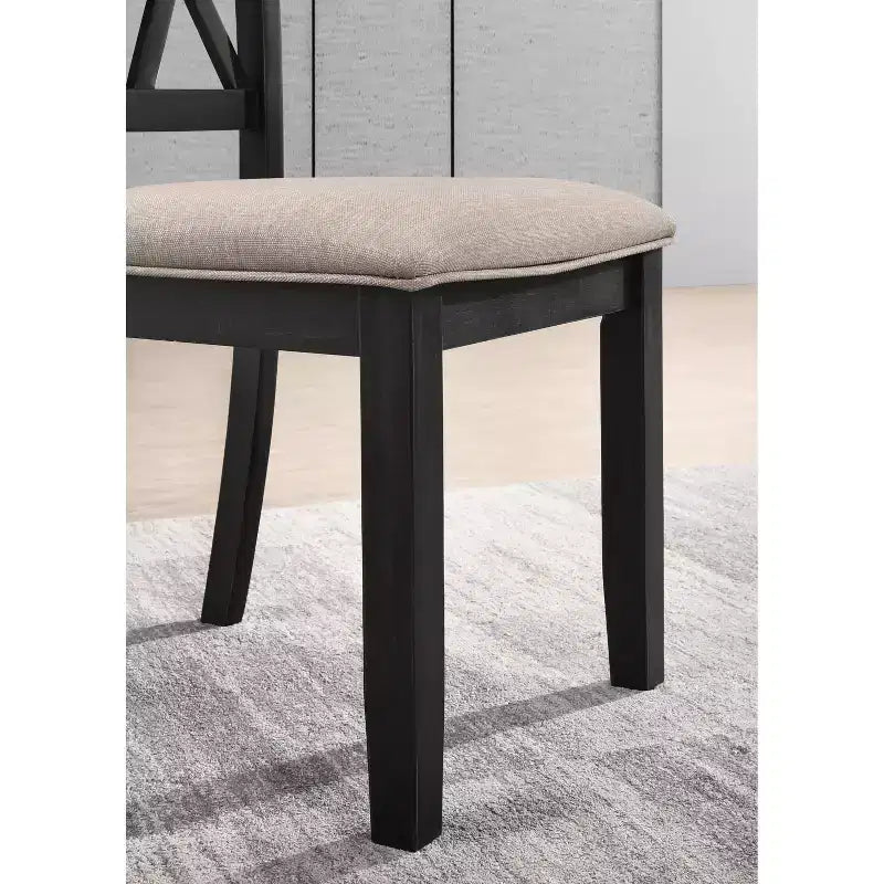 Roundhill Furniture Arroyo Dining Set, Hairpin Dining Table with 4 Cross-back Chairs and Bench, Rich Black, 6-Piece