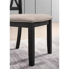 Roundhill Furniture Arroyo Dining Set, Hairpin Dining Table with 4 Cross-back Chairs and Bench, Rich Black, 6-Piece