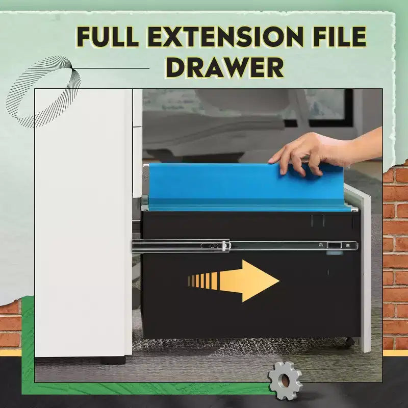File Cabinet, 3-Drawer Vertical Filing Cabinet, Slim Space-Saving Storage for Legal/Letter Size Files, Home & Office Organization