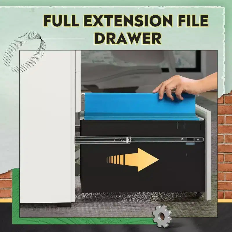 File Cabinet, 3-Drawer Vertical Filing Cabinet, Slim Space-Saving Storage for Legal/Letter Size Files, Home & Office Organization