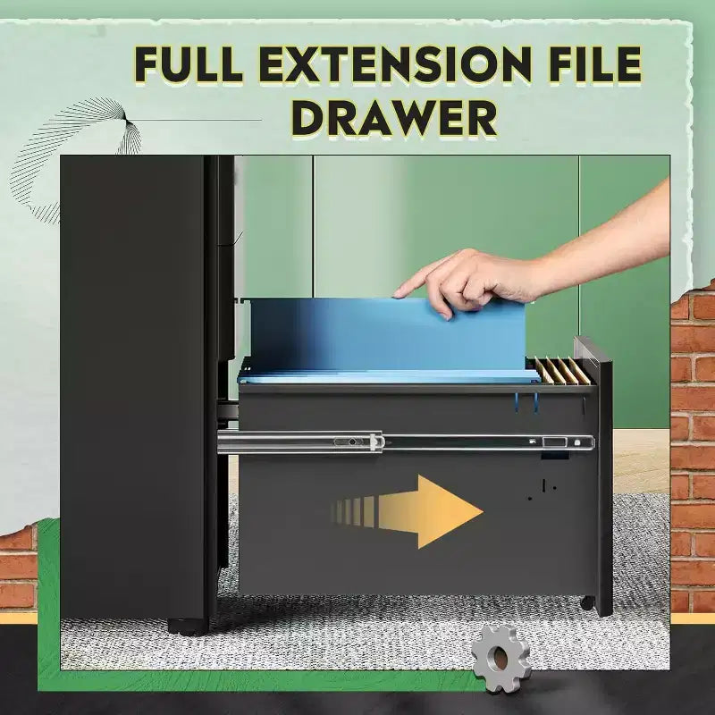 File Cabinet, 3-Drawer Vertical Filing Cabinet, Slim Space-Saving Storage for Legal/Letter Size Files, Home & Office Organization