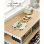 VASAGLE Kitchen Island with 3 Shelves, 47.2 Inches Width Kitchen Shelf with Power Strip, Large Worktop, Stable Steel Structure