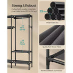 SONGMICS Clothes Rack,72 Inch Large Capacity Portable Closet, Heavy Duty Wardrobe Closet Organizer with Hanging Rails and Shelves, Ink Black