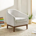 Poltrona Kiian Boucle con gambe in legno massello | HULALA HOME