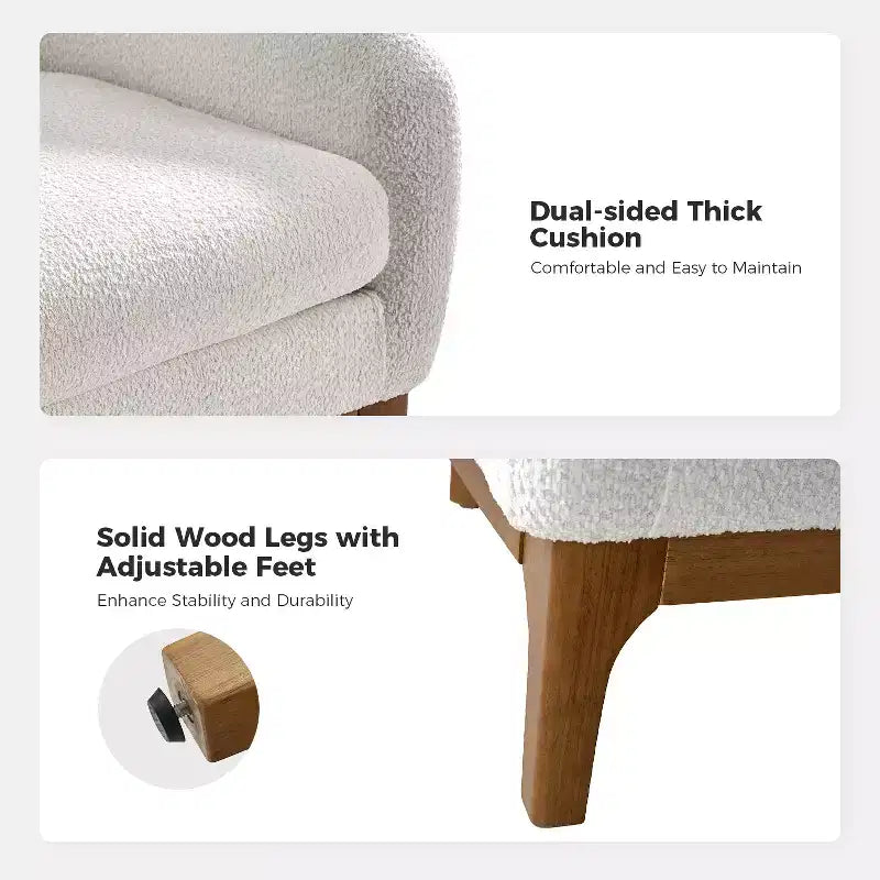 Poltrona Kiian Boucle con gambe in legno massello | HULALA HOME