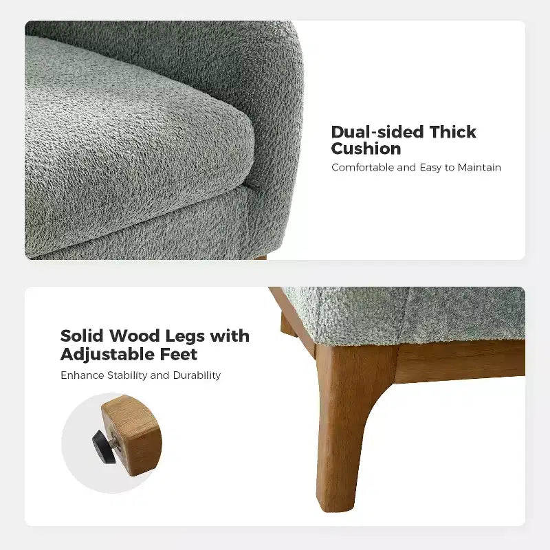 Poltrona Kiian Boucle con gambe in legno massello | HULALA HOME