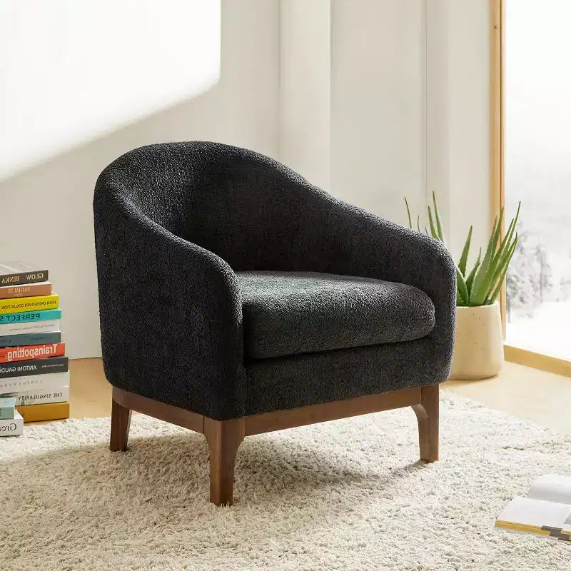 Kiian Boucle Armchair Chair with solid wood legs| HULALA HOME