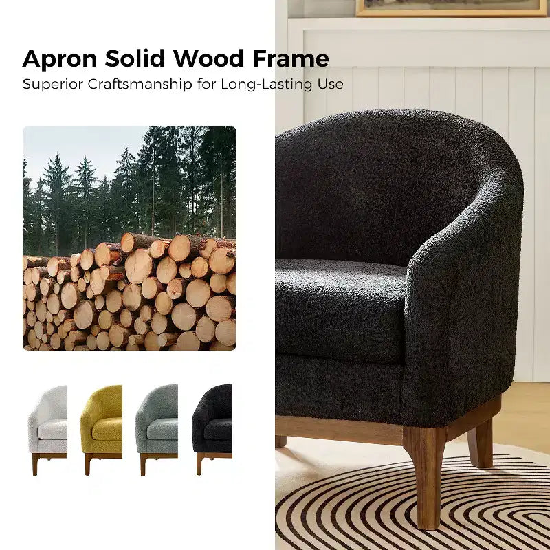 Kiian Boucle Armchair Chair with solid wood legs| HULALA HOME