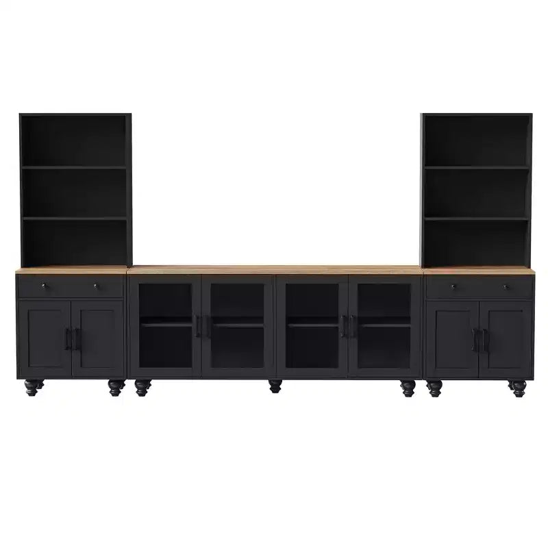 Set 3 Pezzi Mobile TV da Parete, Centro Intrattenimento con Librerie per TV Fino a 70 Pollici, Tavolo Consolle Media con Cassetti per Soggiorno Camera da Letto