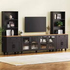 Set 3 Pezzi Mobile TV da Parete, Centro Intrattenimento con Librerie per TV Fino a 70 Pollici, Tavolo Consolle Media con Cassetti per Soggiorno Camera da Letto
