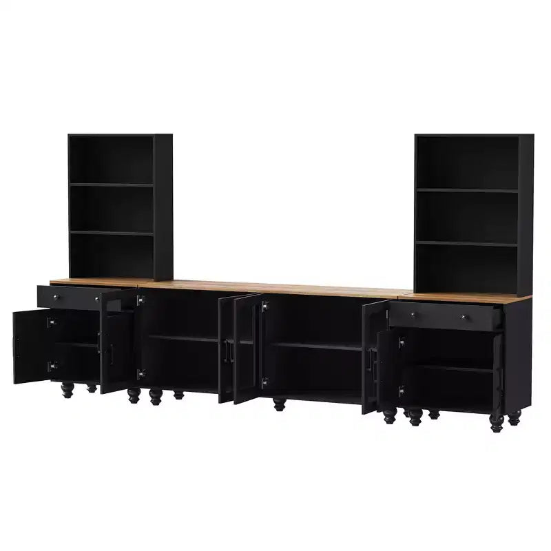 Set 3 Pezzi Mobile TV da Parete, Centro Intrattenimento con Librerie per TV Fino a 70 Pollici, Tavolo Consolle Media con Cassetti per Soggiorno Camera da Letto