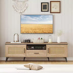 Mobile Porta TV Boho Costway per TV da 65 Pollici Mobile da Intrattenimento Moderno con Cassetti e 2 Ripiani