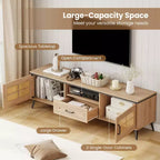 Mobile Porta TV Boho Costway per TV da 65 Pollici Mobile da Intrattenimento Moderno con Cassetti e 2 Ripiani