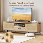 Mobile Porta TV Boho Costway per TV da 65 Pollici Mobile da Intrattenimento Moderno con Cassetti e 2 Ripiani