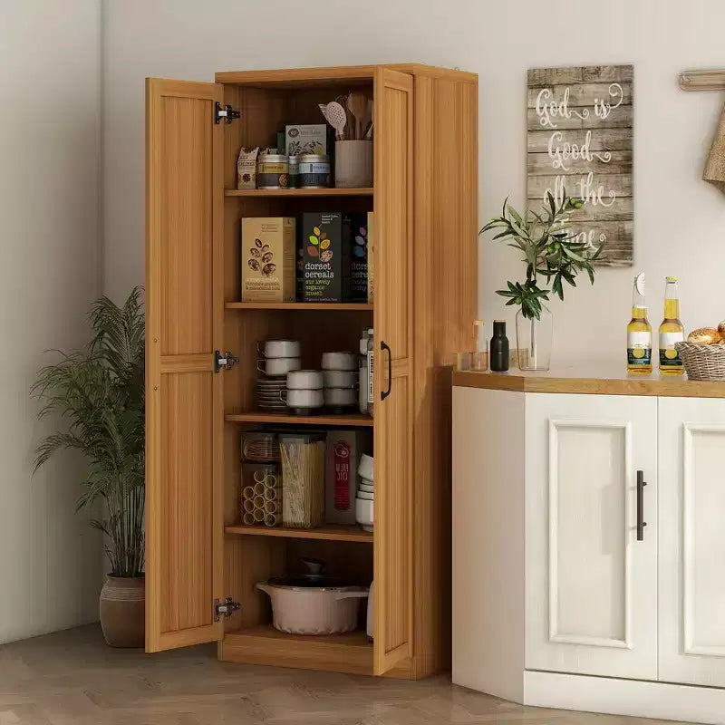 Dispensa da Cucina HOMCOM, Mobile Contenitore Autoportante a 5 Livelli con 2 Ripiani Regolabili per Sala da Pranzo, Soggiorno