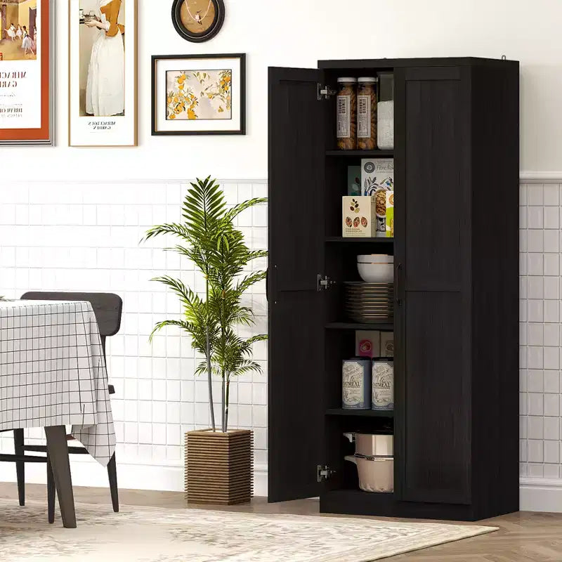 Dispensa da Cucina HOMCOM, Mobile Contenitore Autoportante a 5 Livelli con 2 Ripiani Regolabili per Sala da Pranzo, Soggiorno